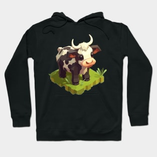 Udderly Delightful Chibi Isometric Cow Hoodie